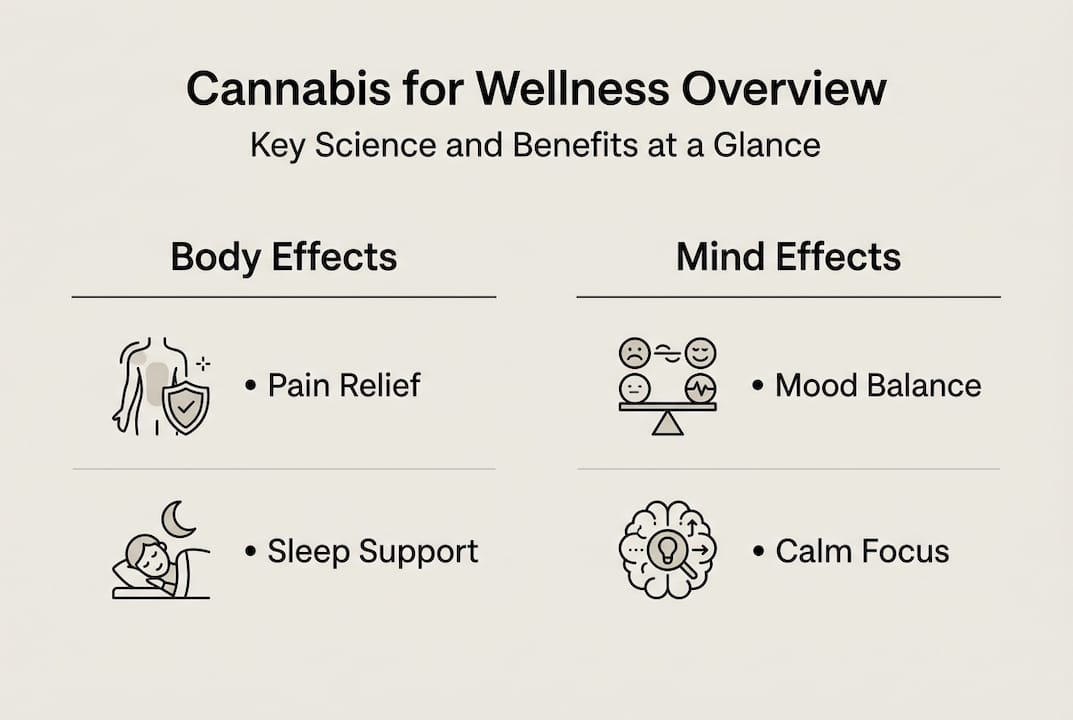 Infographic showing cannabis wellness science and effects