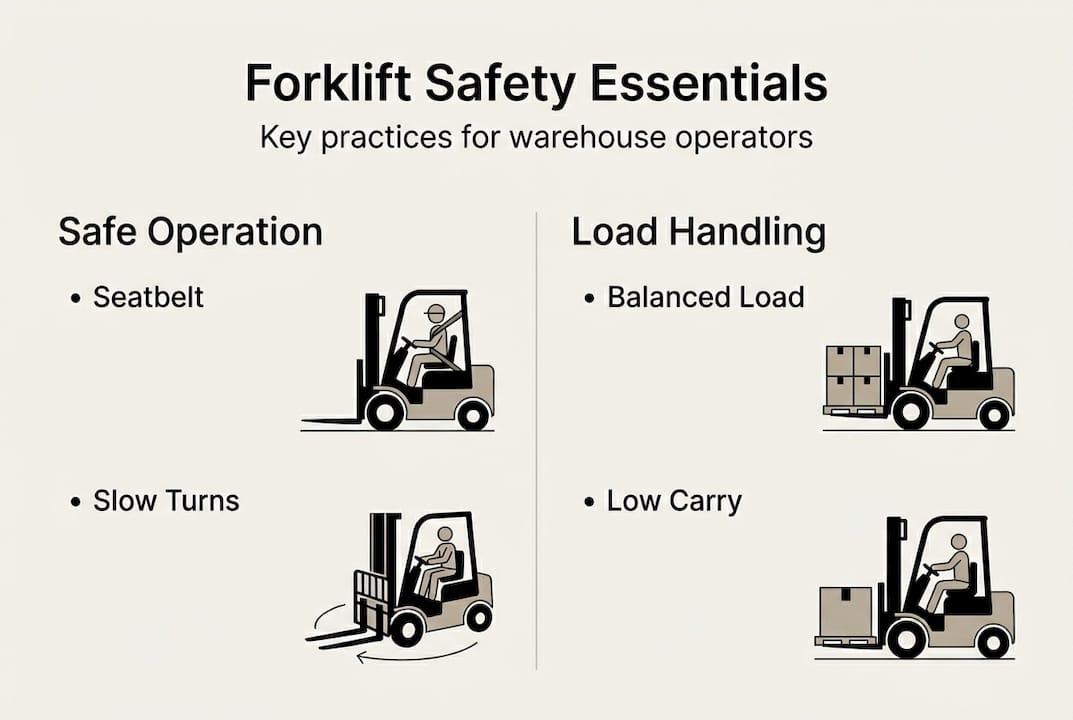 Infographic with forklift safety essentials overview