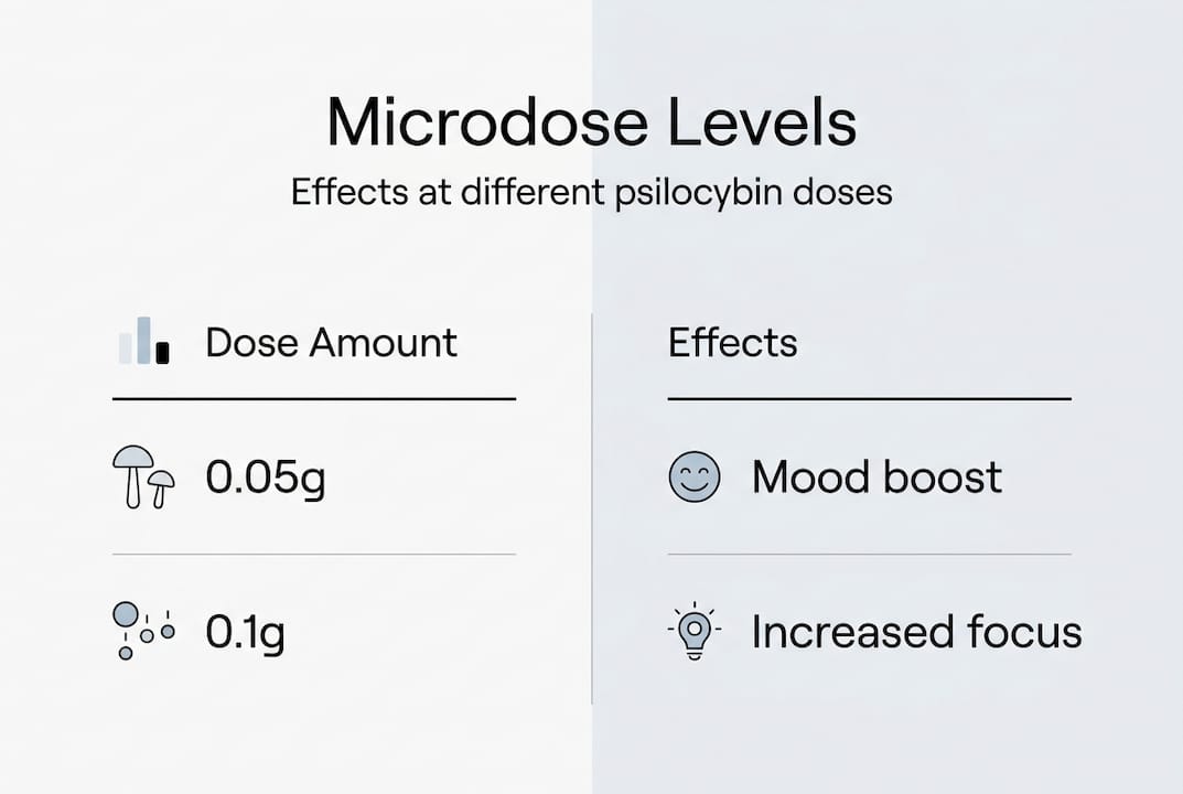 Infographic showing psilocybin microdose levels