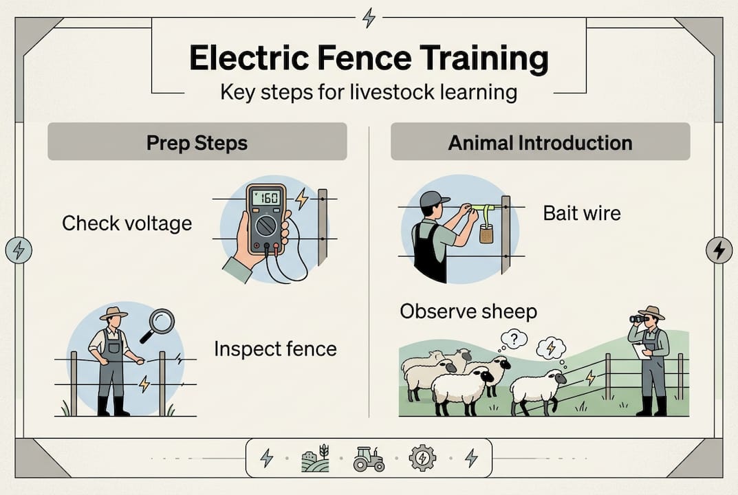 Infographic: electric fence training steps overview