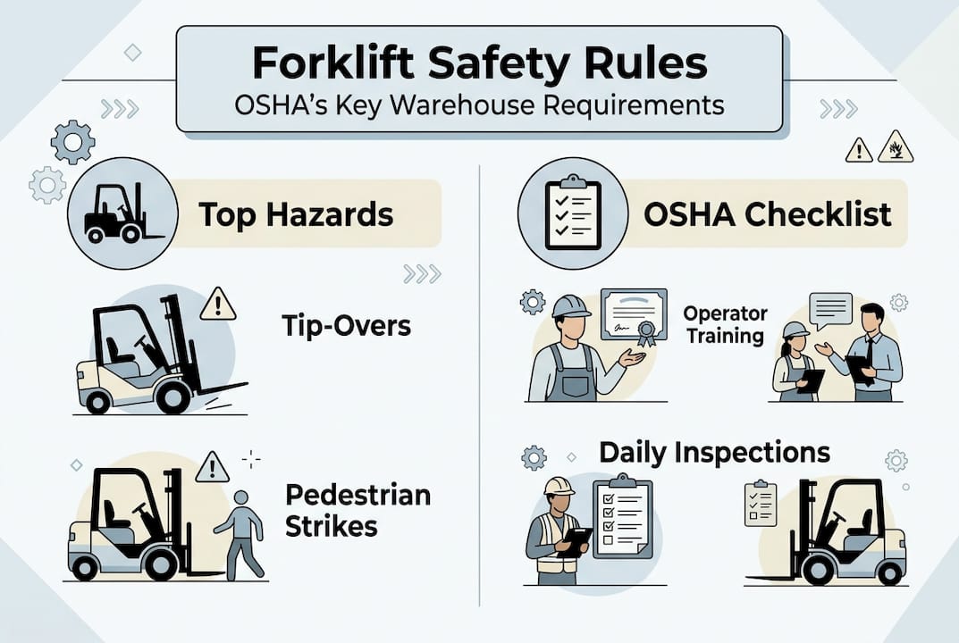 Infographic on OSHA forklift safety requirements