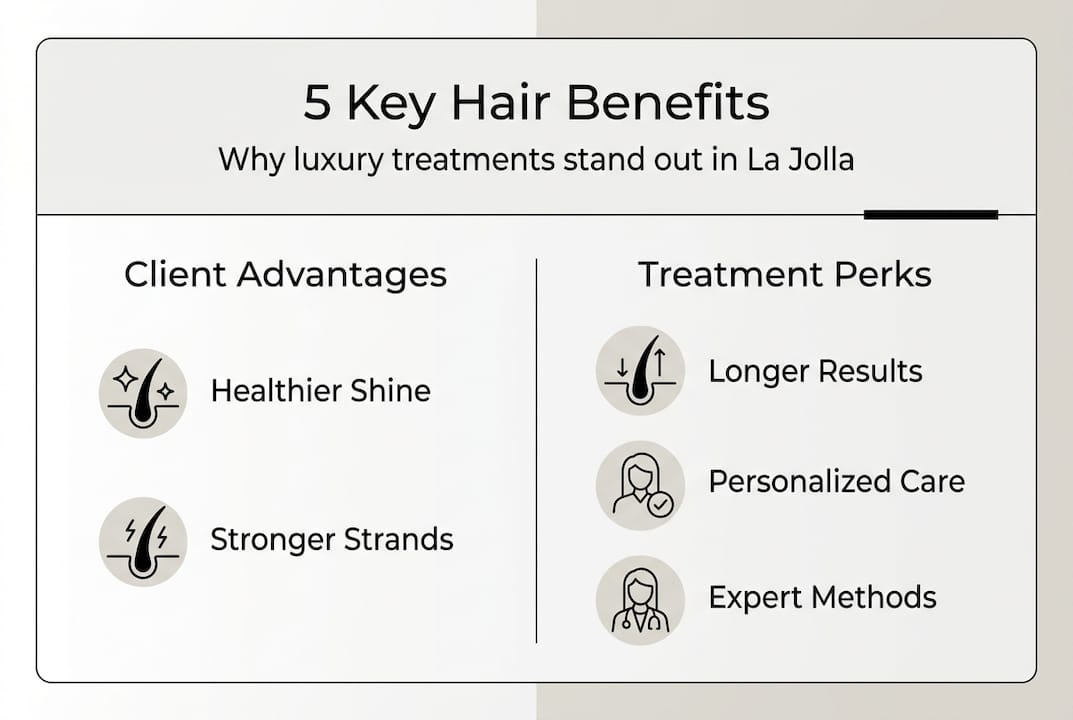 Infographic showing five luxury hair treatment benefits