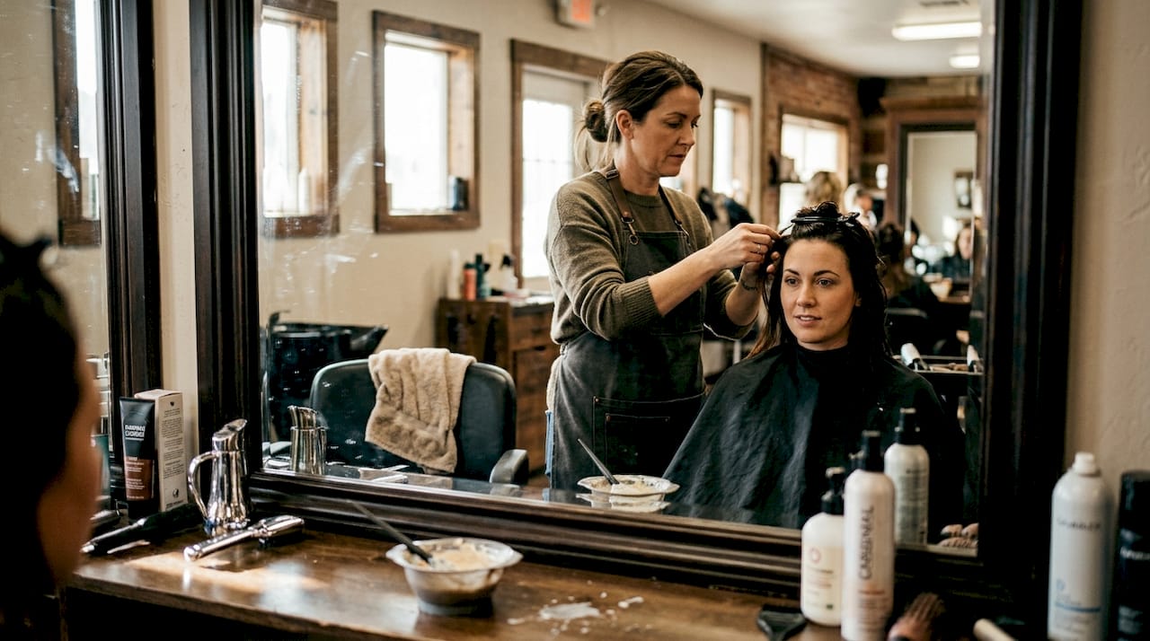 Stylist sectioning hair before salon treatment