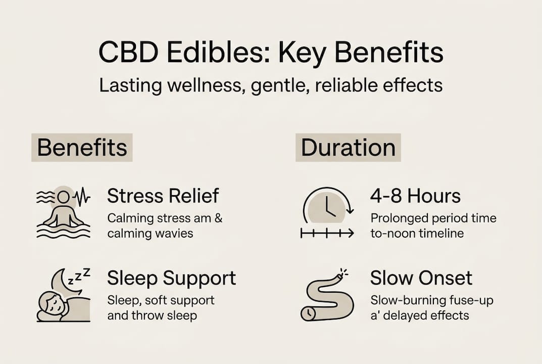 Infographic of CBD edibles benefits and duration