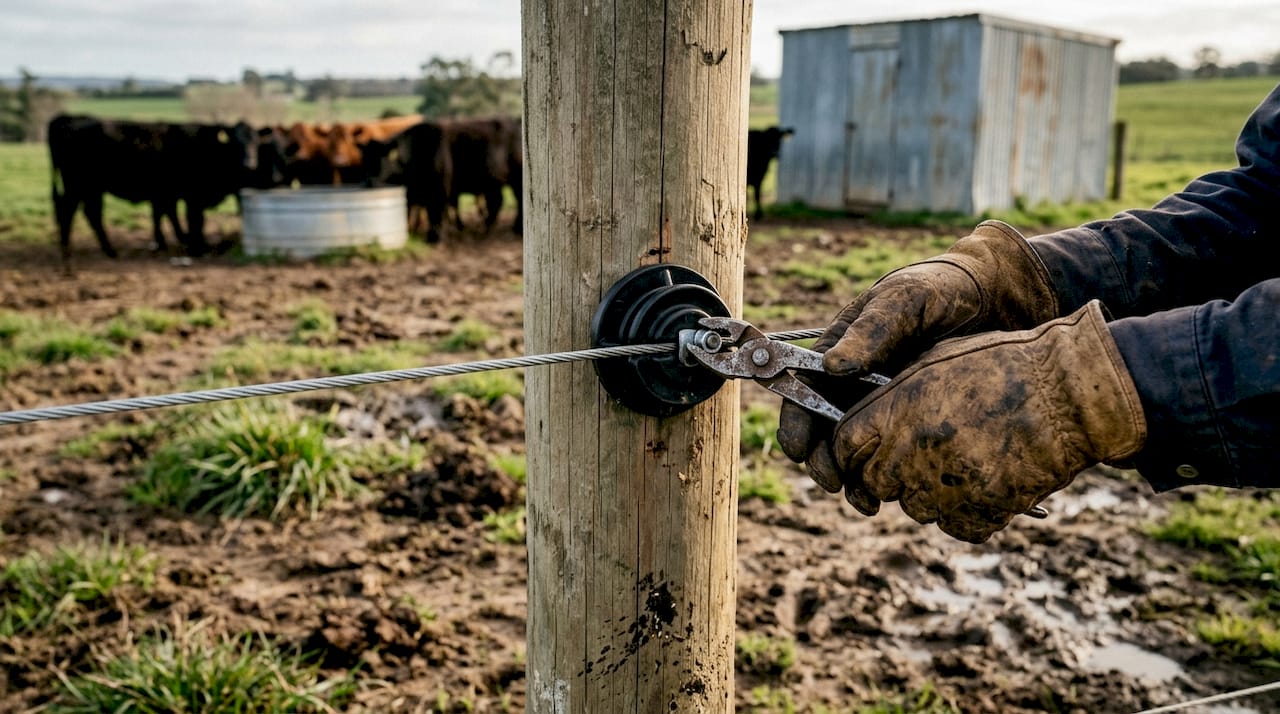Installing heavy-duty fence insulator for cattle