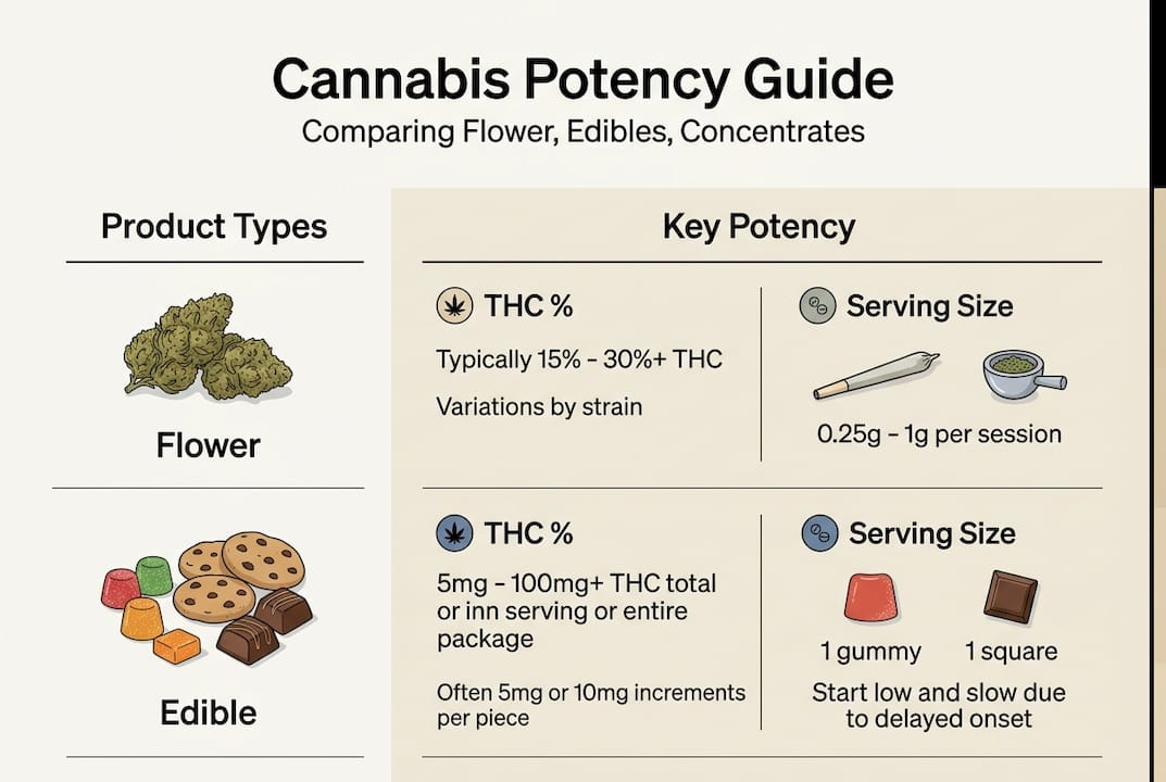 Infographic showing cannabis product potency comparison