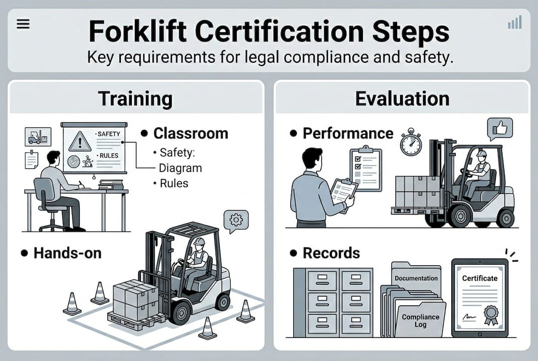 Infographic showing forklift certification steps