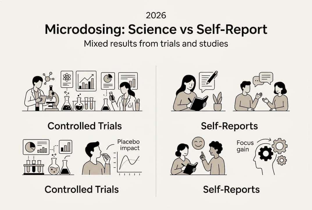 Microdosing science vs self-report infographic