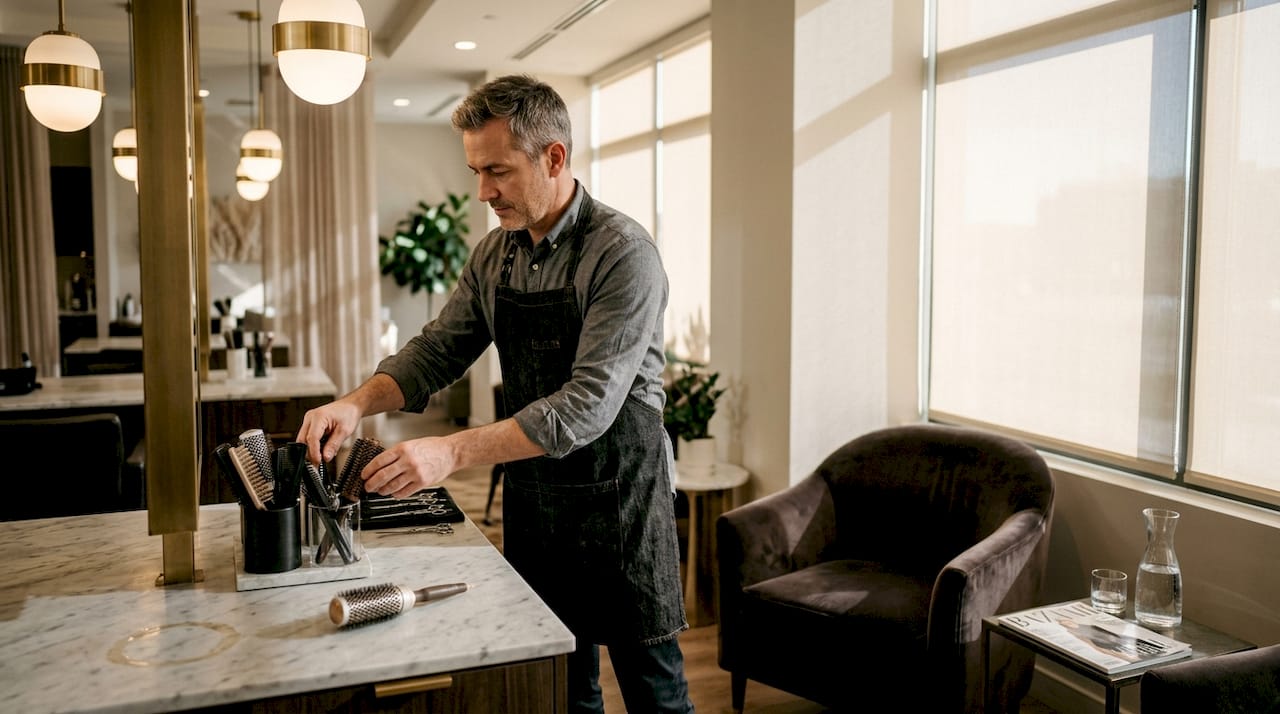 Luxury salon private suite calm setting