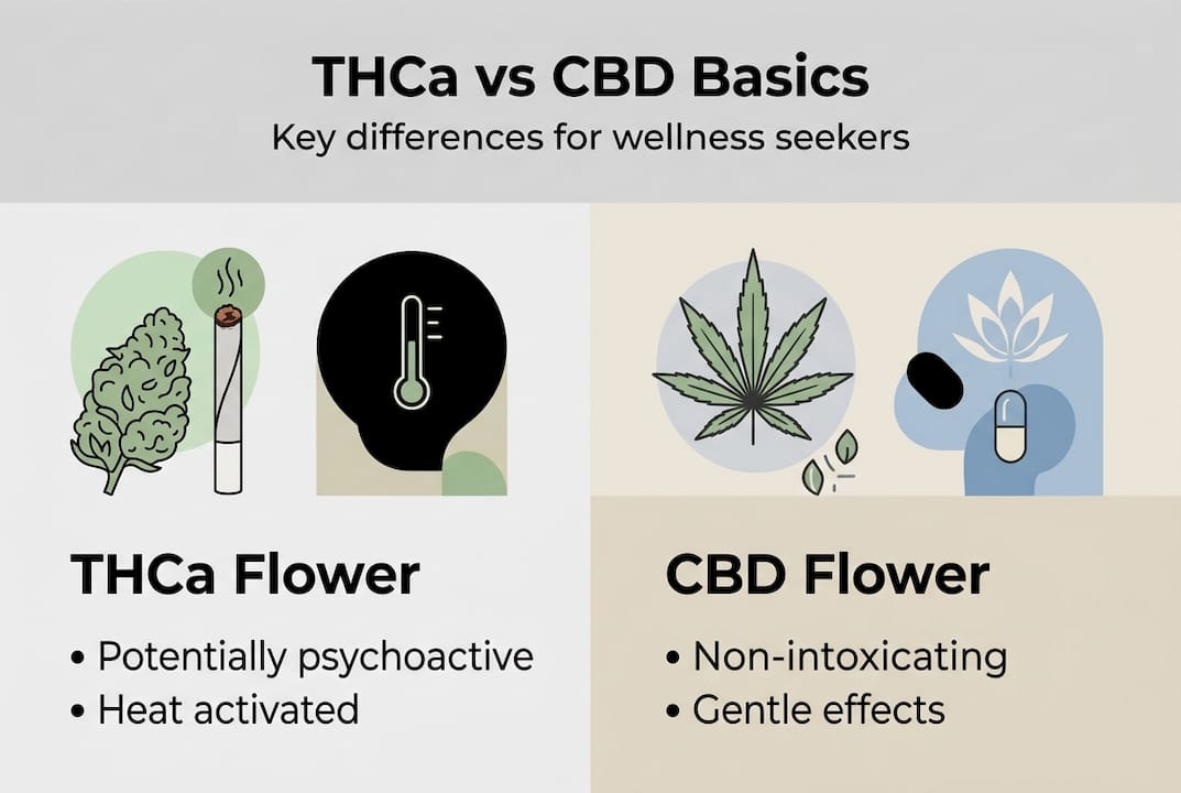 Infographic comparing THCa and CBD flower