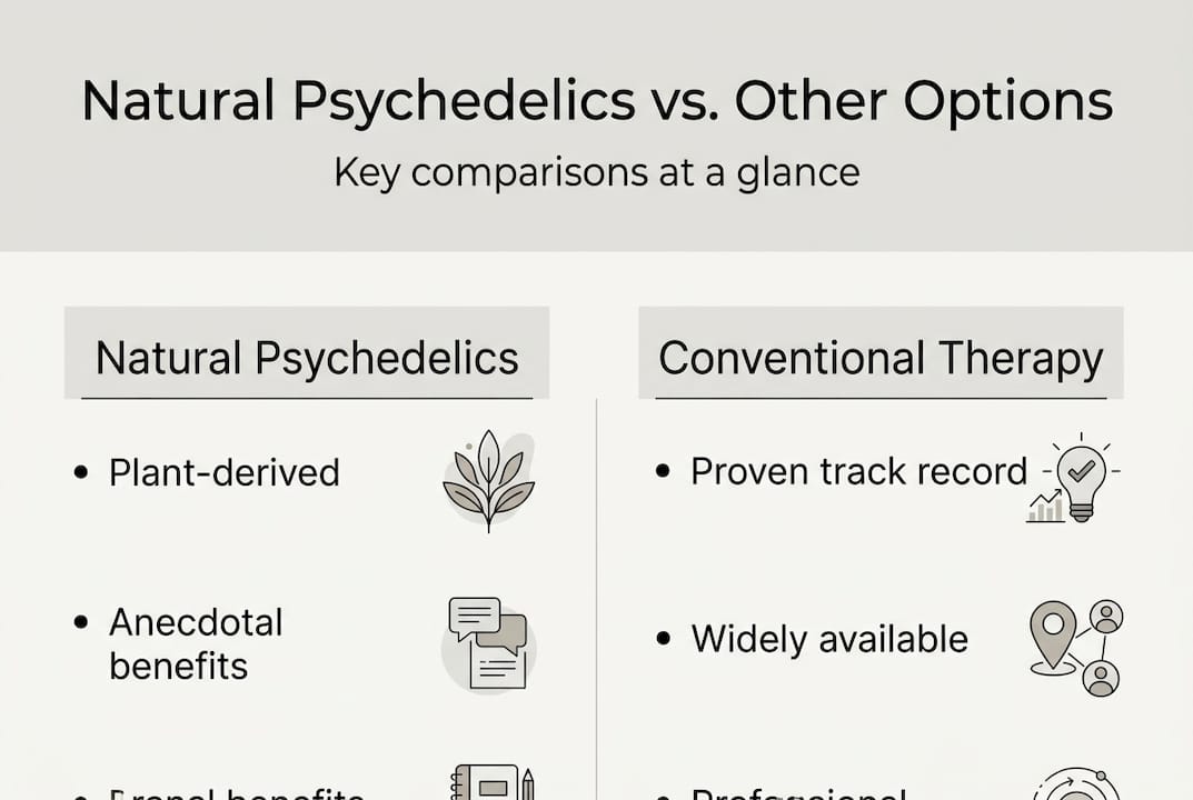 Infographic comparing psychedelics and therapy