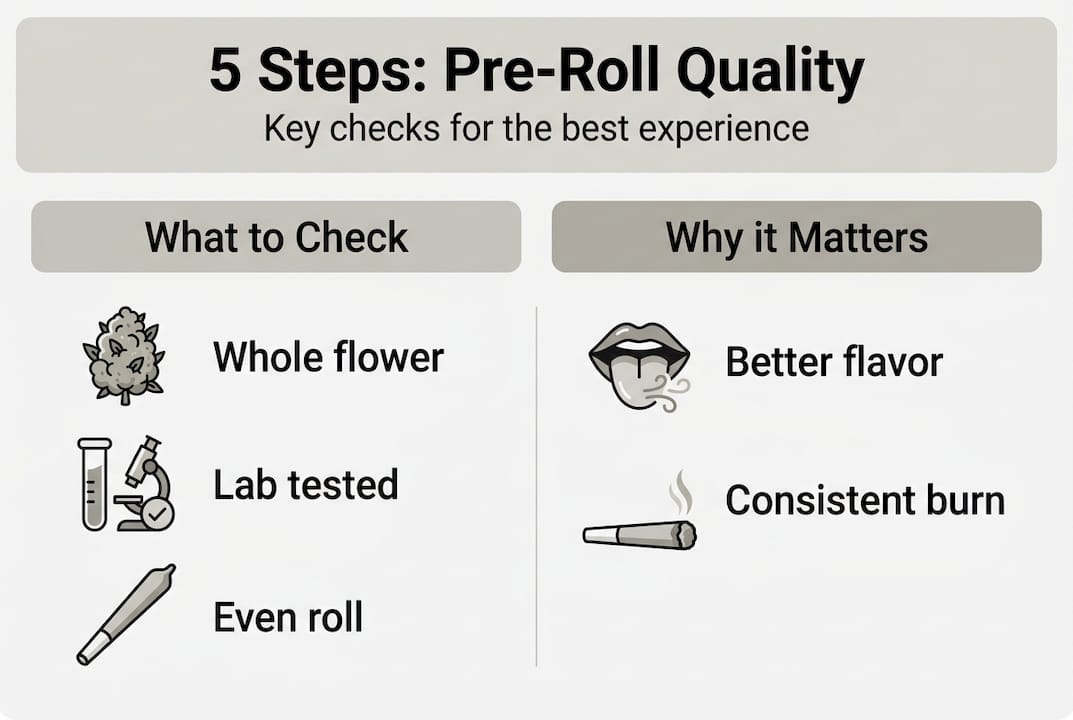 Infographic showing 5 steps for pre-roll quality