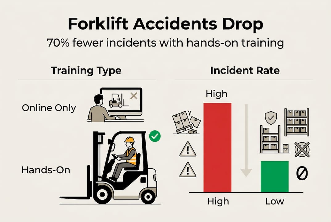 Infographic showing forklift training and accident reduction