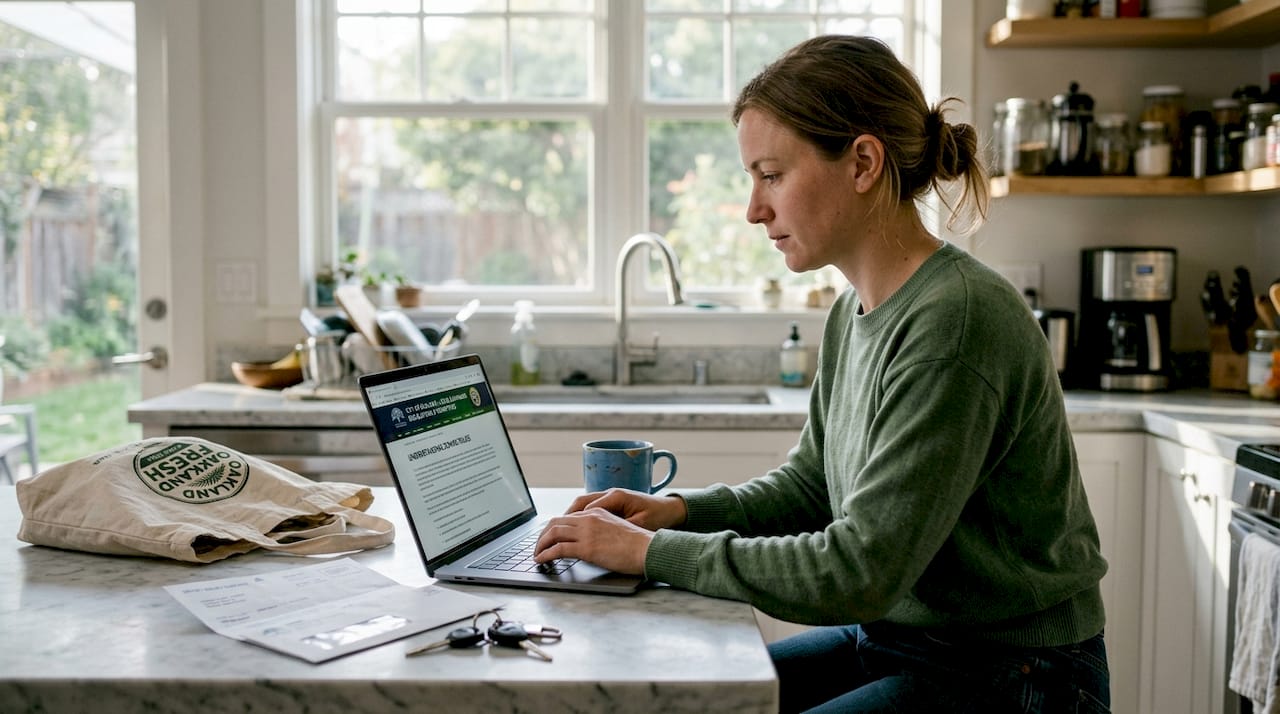 Woman checking local cannabis laws on laptop