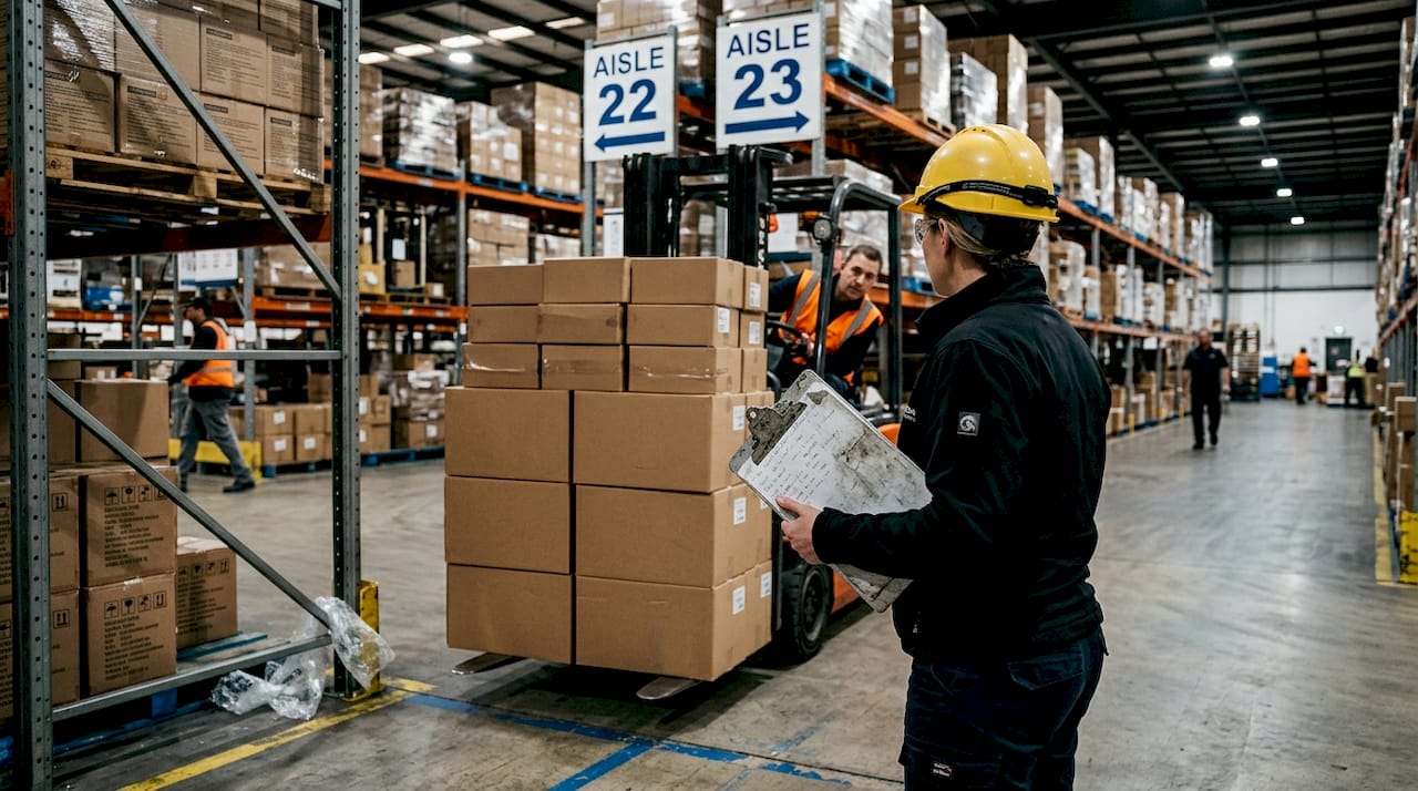 Supervisor observes forklift operator’s blind spots