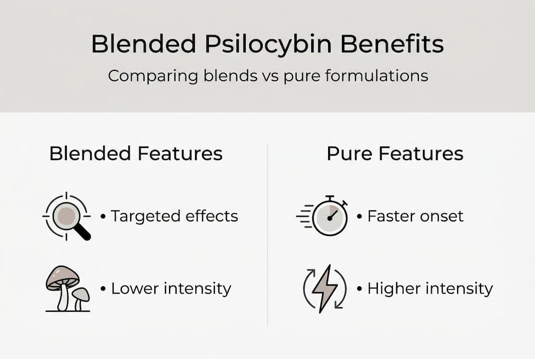 Infographic comparing blended vs pure psilocybin features