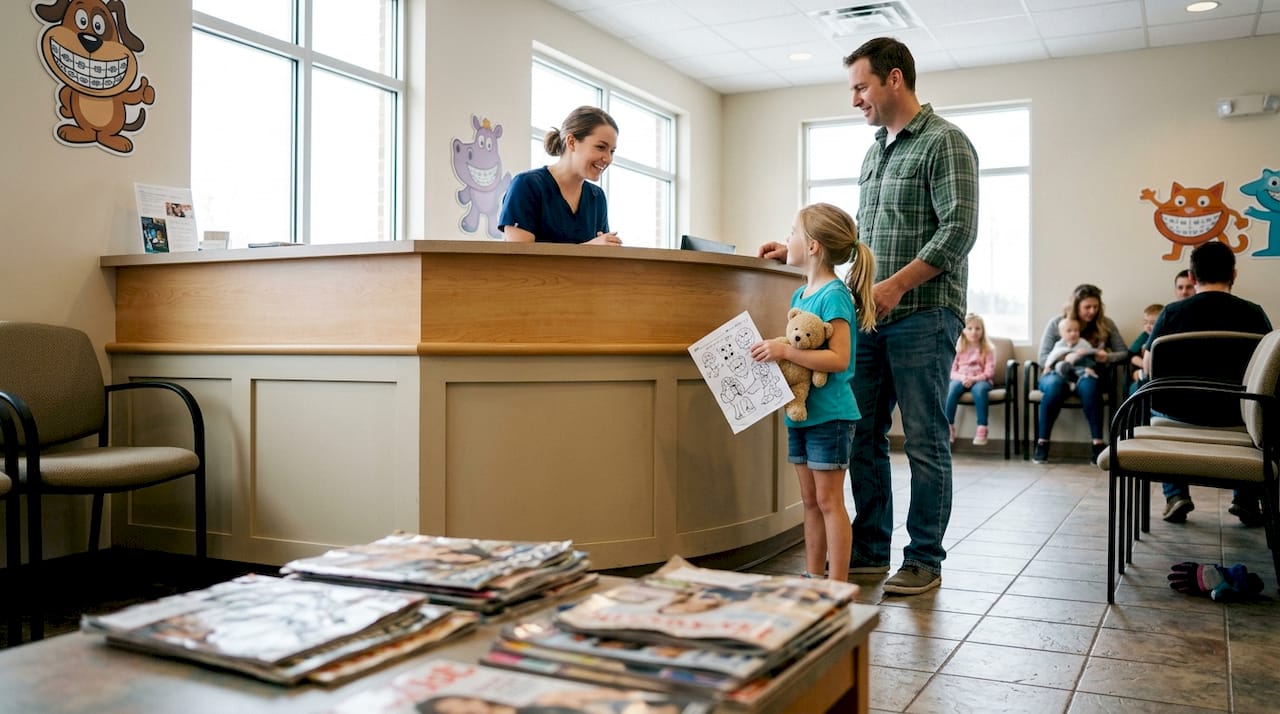 Welcoming orthodontic clinic waiting area