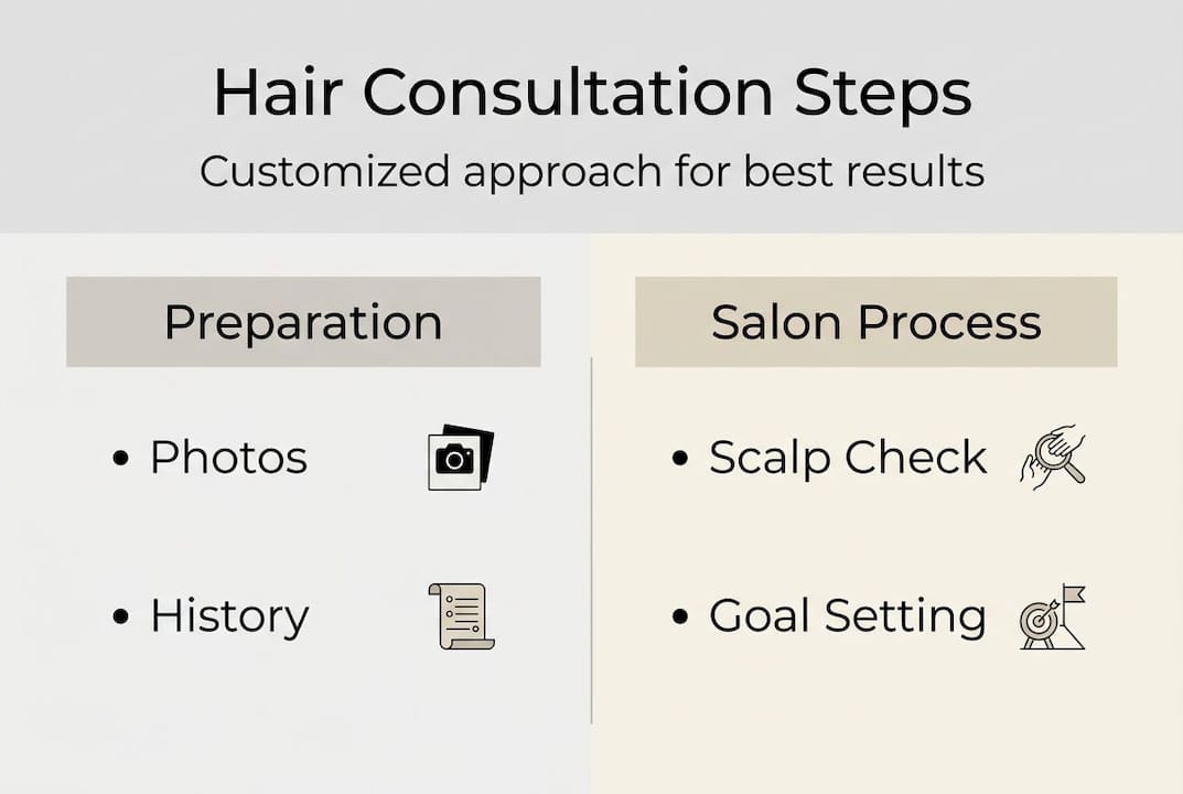 Infographic illustrating hair consultation steps and process