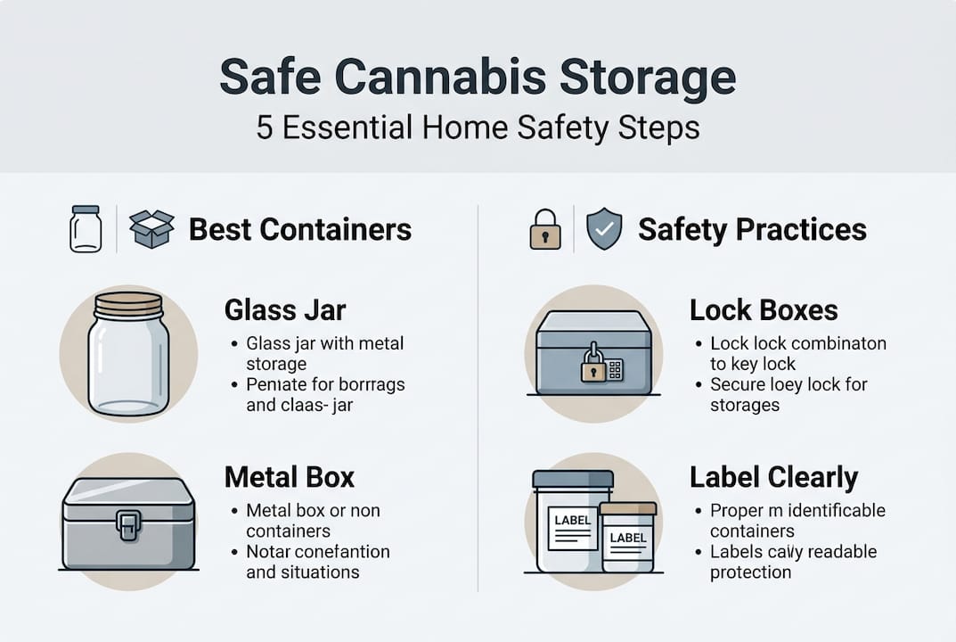 Infographic: five cannabis storage safety steps