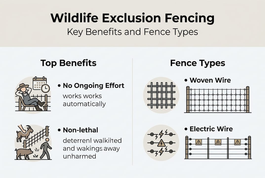 Infographic showing wildlife fencing types and benefits