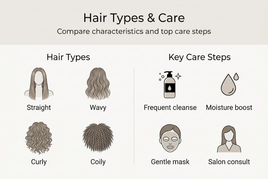 Infographic comparing hair types and care