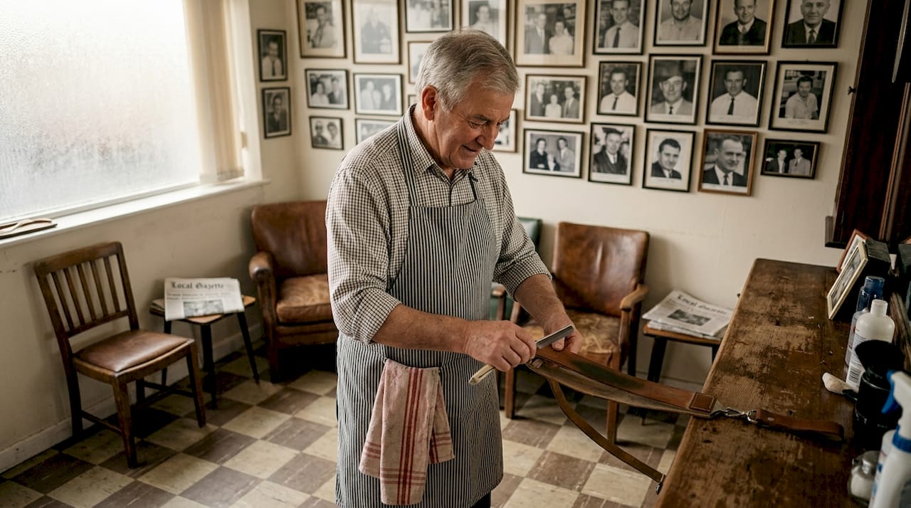 Vintage barbershop community atmosphere and tools