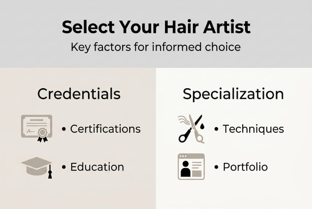 Infographic showing hair artist selection steps