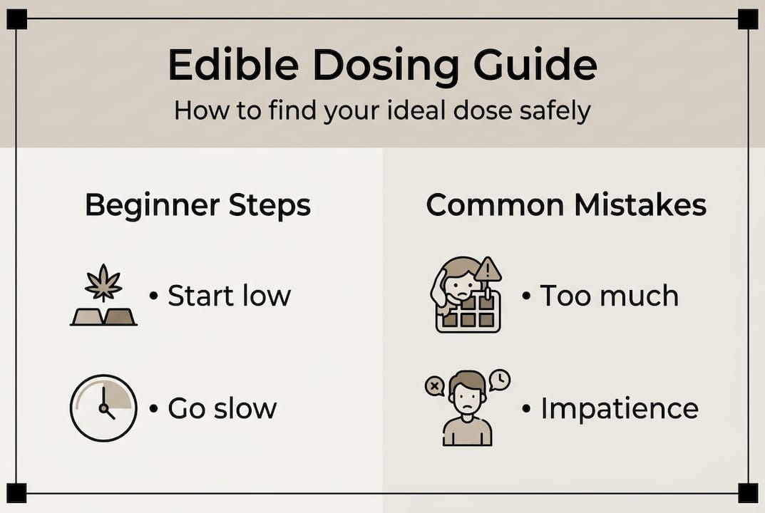 Infographic showing edible dosing guide steps