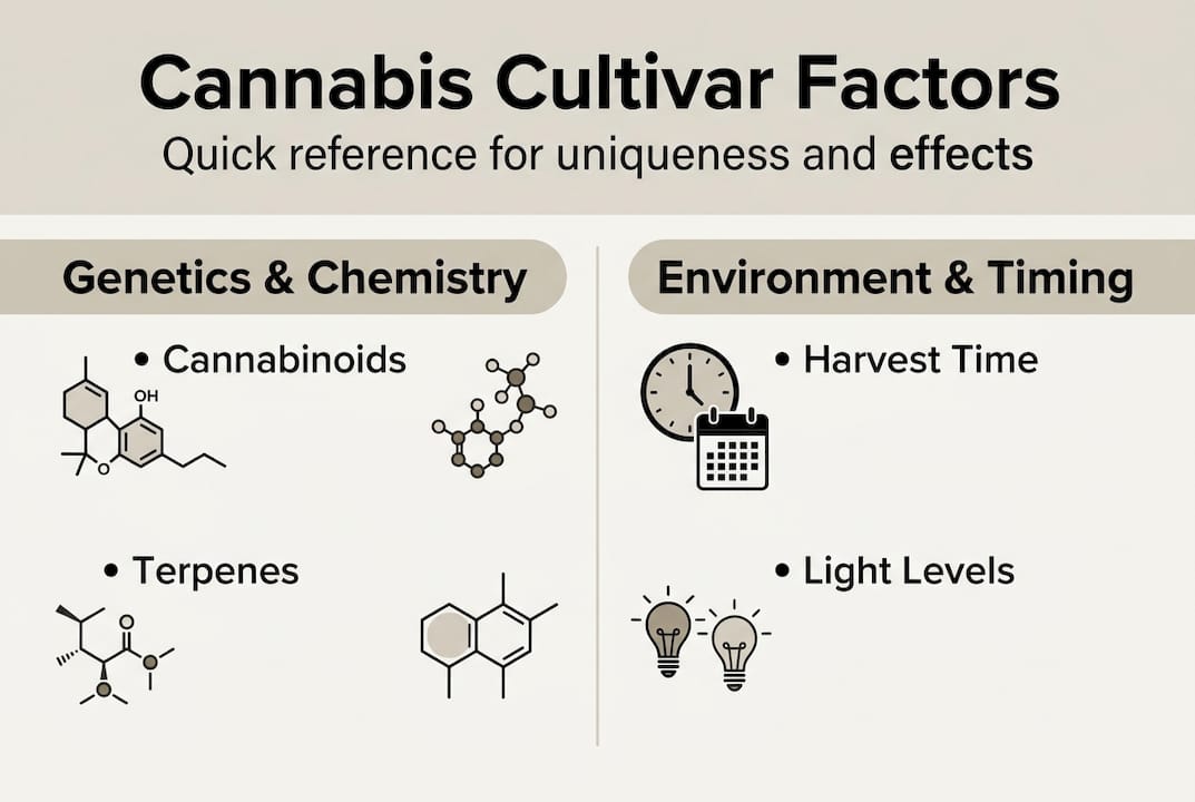 Infographic comparing cannabis cultivar factors