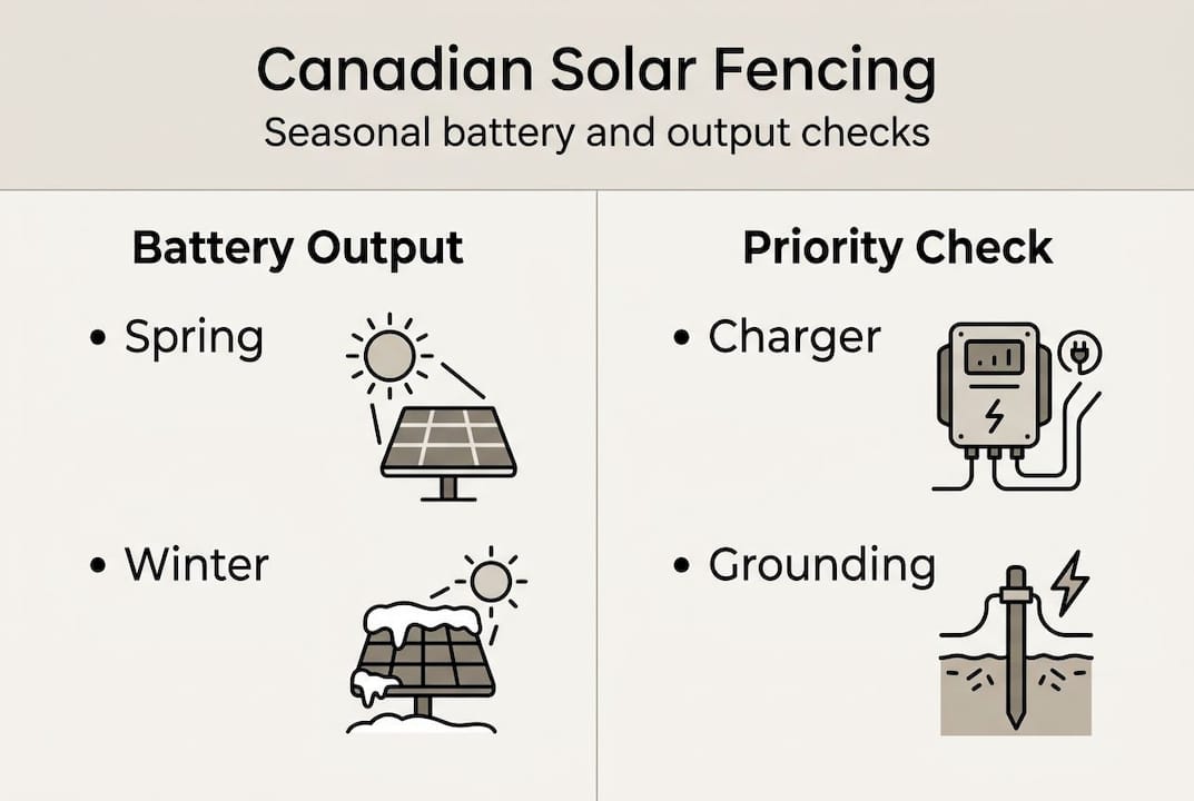 Infographic showing solar fence seasonal checks