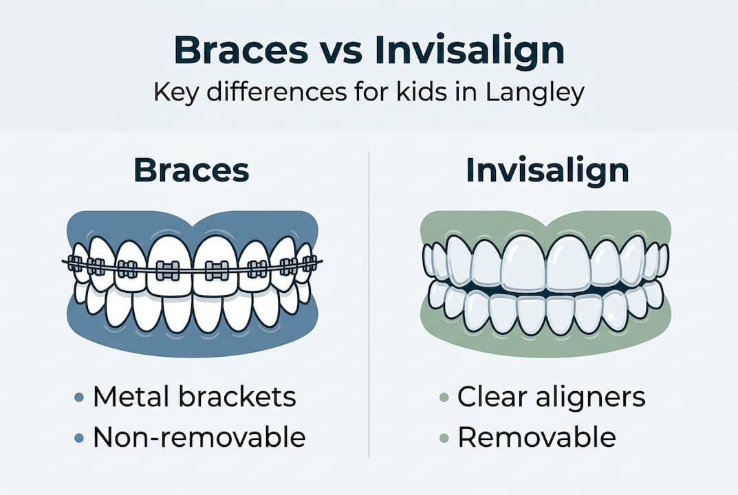 Infographic contrasting braces with Invisalign features
