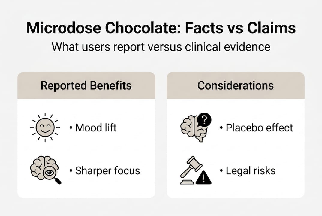 Infographic on microdose chocolate benefits and risks