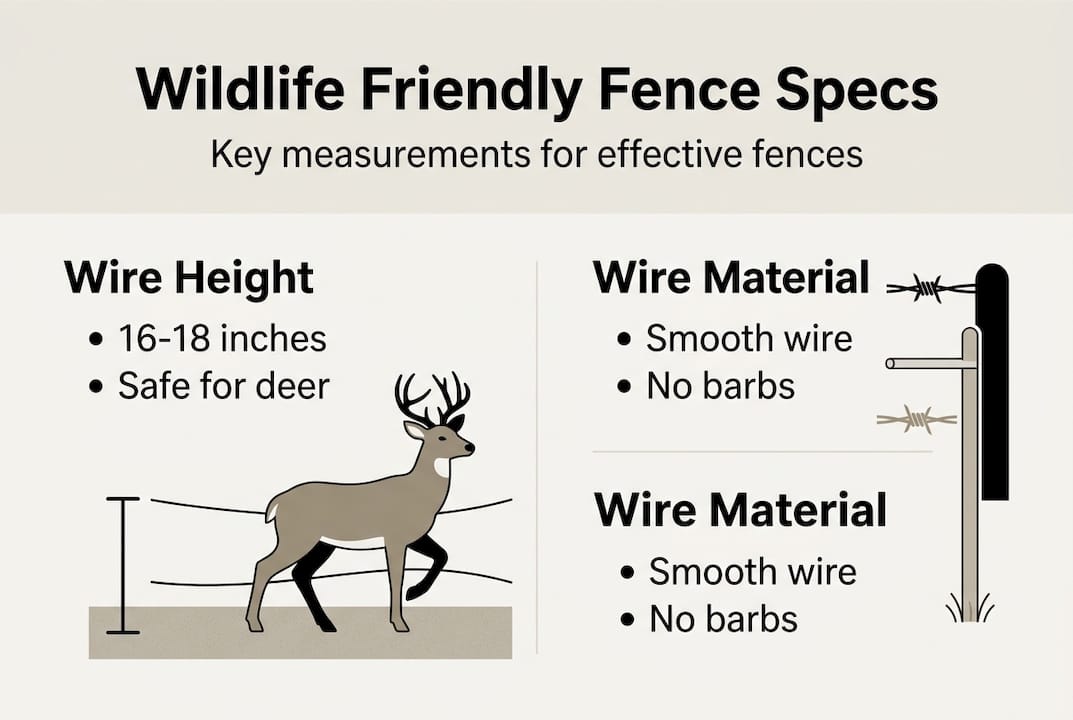 Infographic showing wildlife friendly fence specs