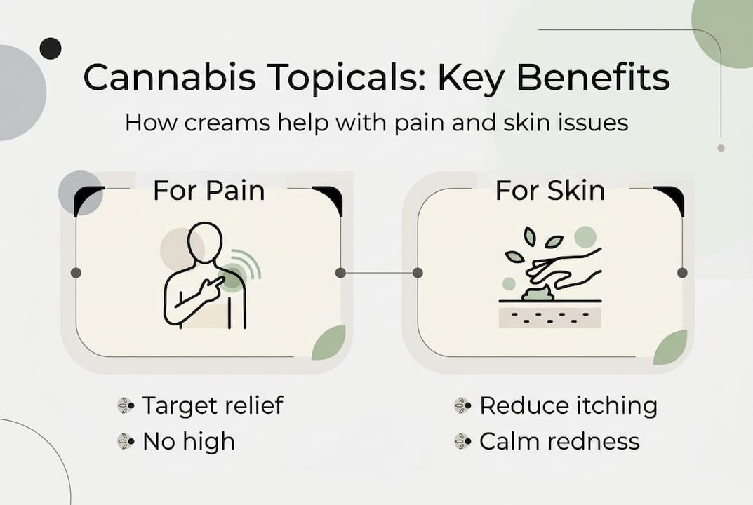 Infographic on cannabis topical benefits for pain and skin