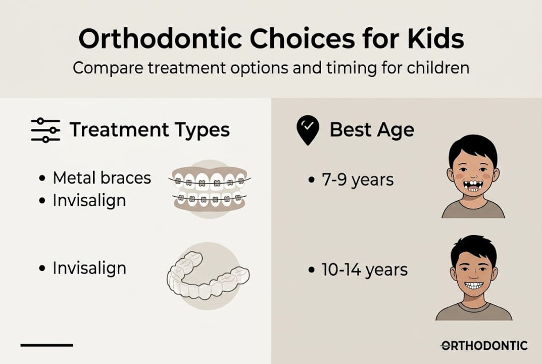Infographic showing options and timing for child orthodontics