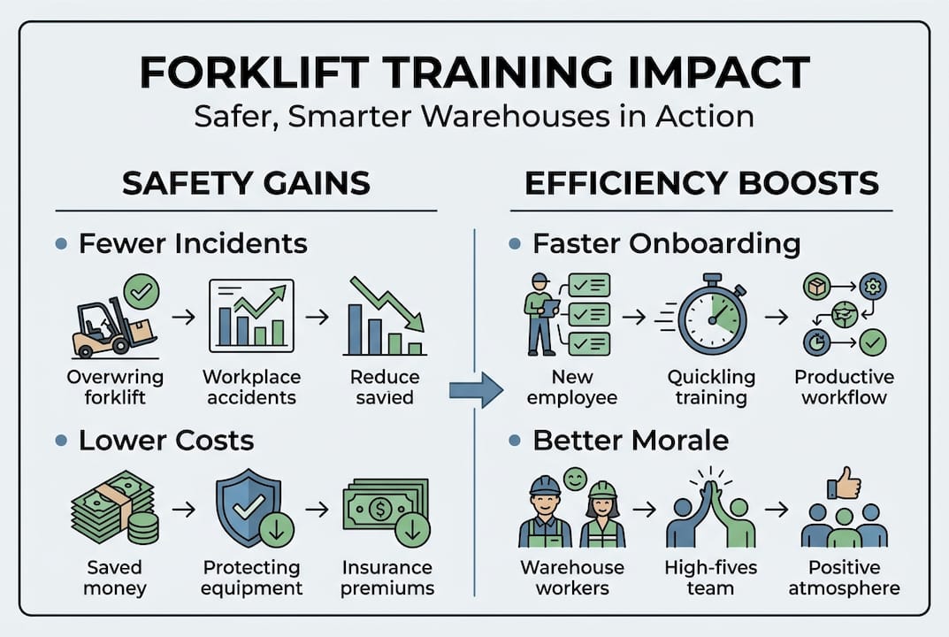 Infographic showing forklift training safety and efficiency