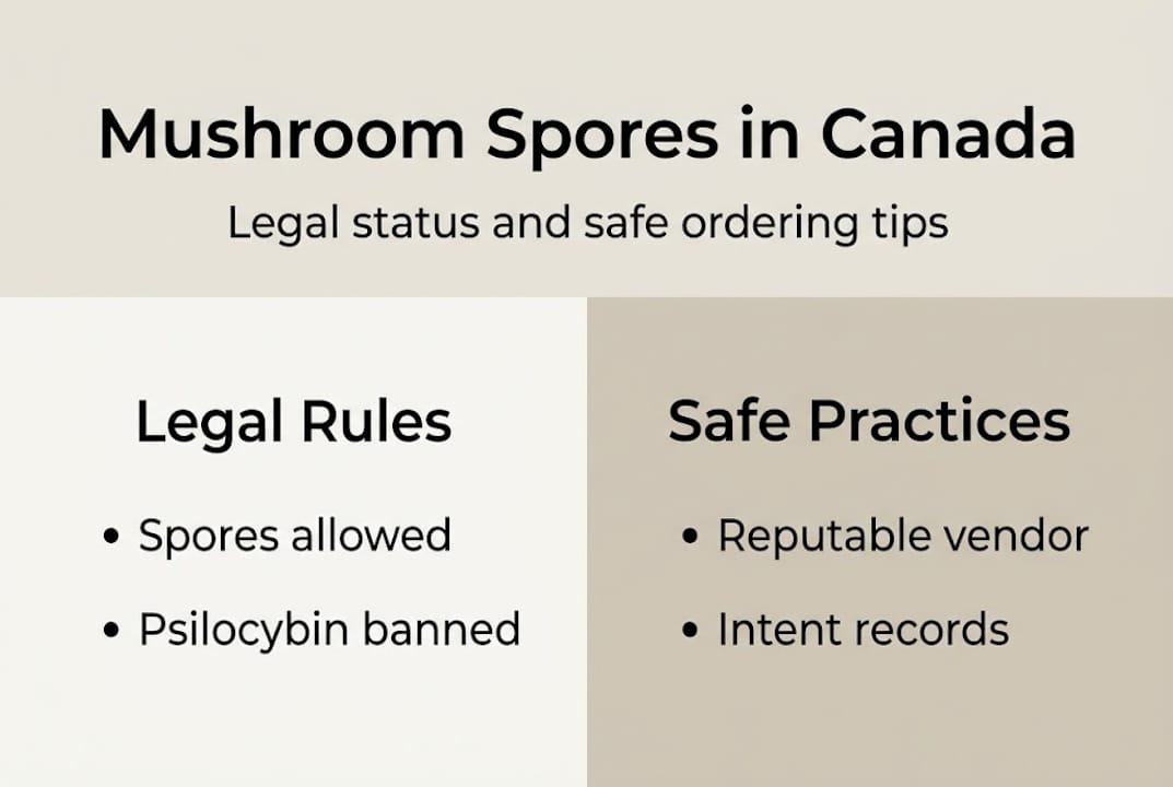Infographic showing mushroom spore legal guide tips