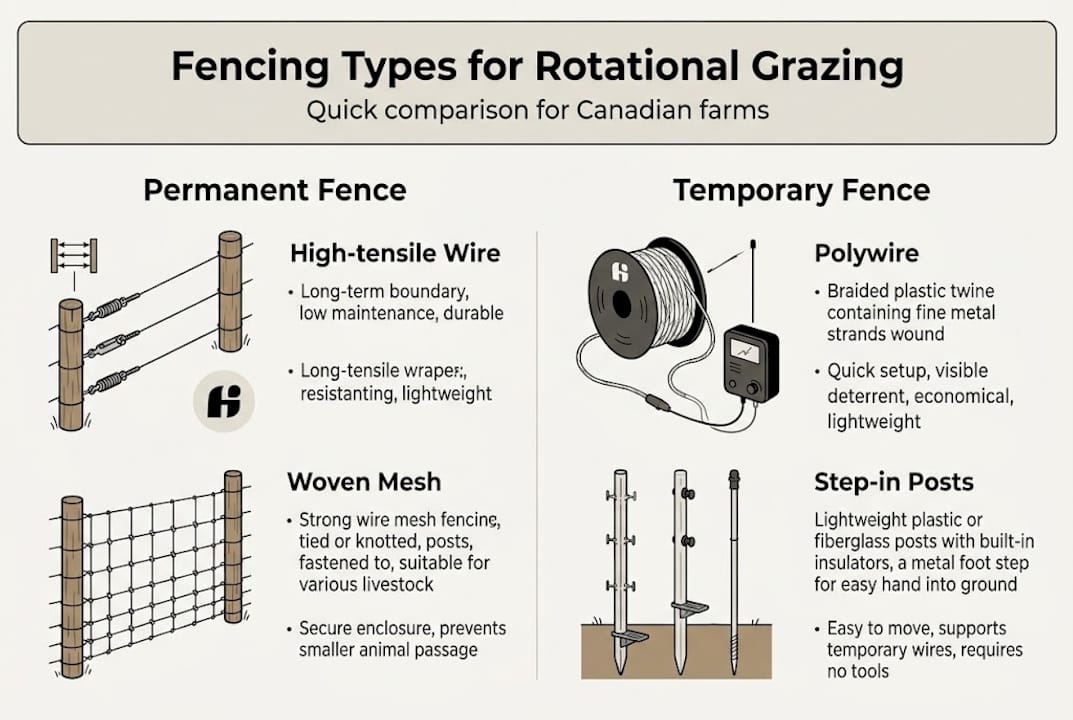 Infographic comparing main fencing types