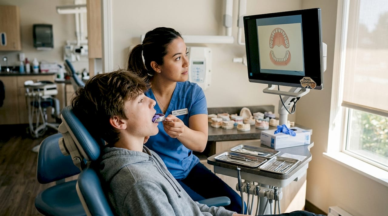 Teen gets dental impression at Langley office