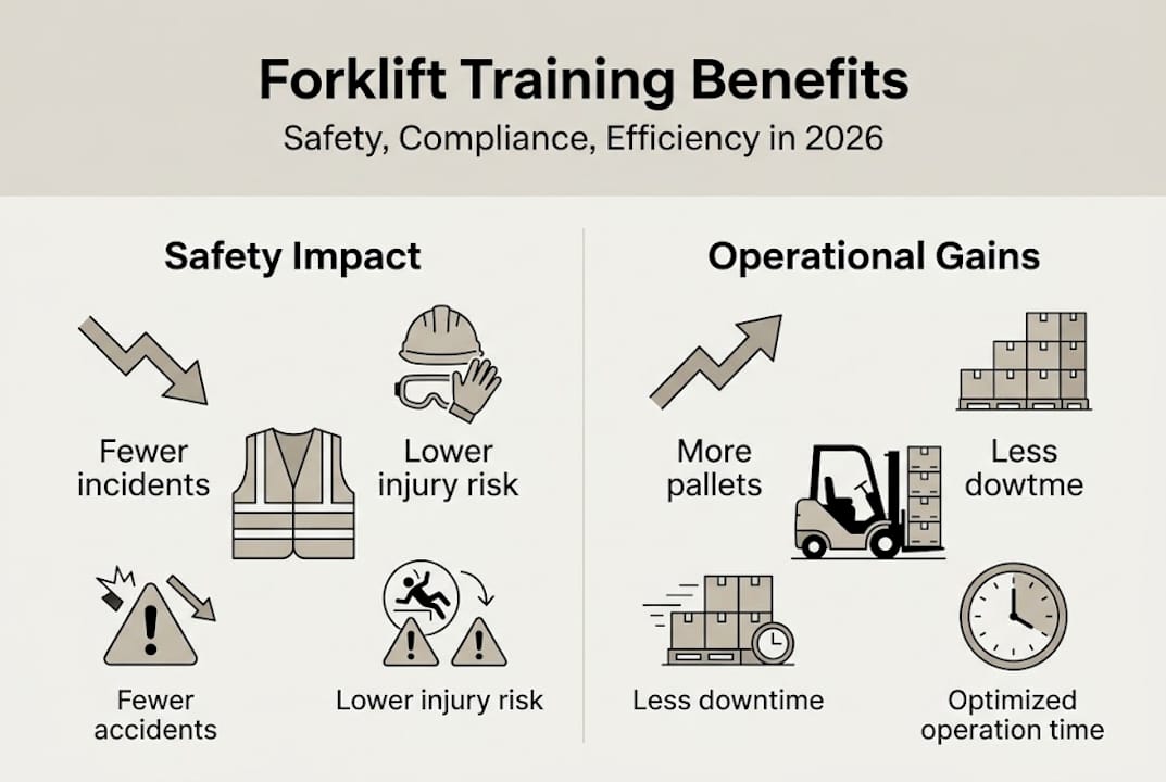 Infographic showing forklift training safety and efficiency