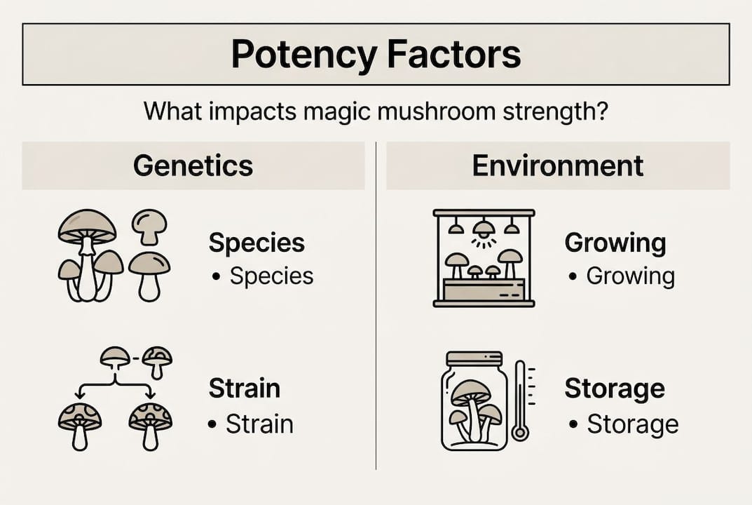 Infographic magic mushroom potency factors