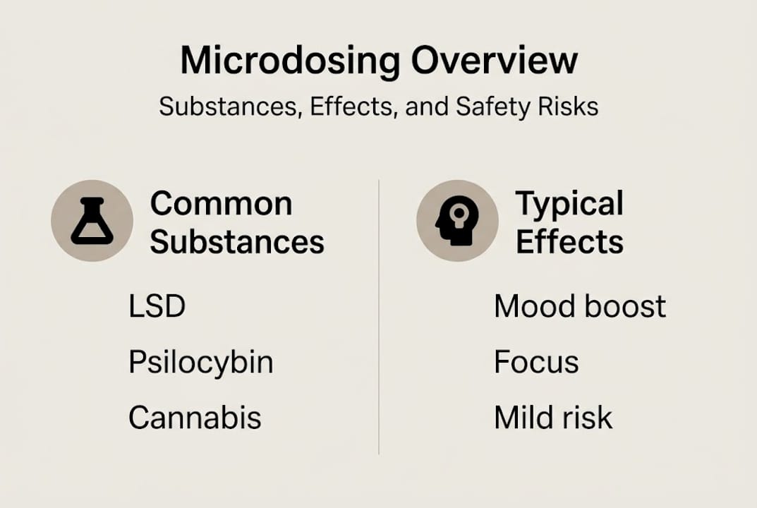 Infographic with microdosing substances and effects