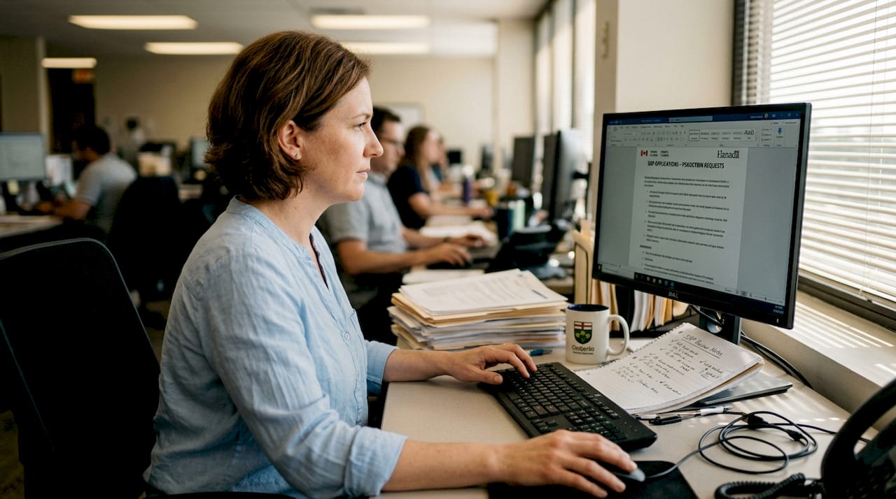 Staff reviewing SAP psilocybin approval applications