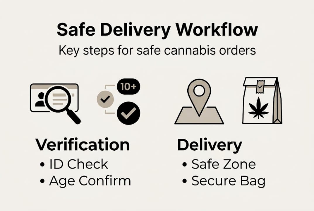 Infographic of safe cannabis delivery steps