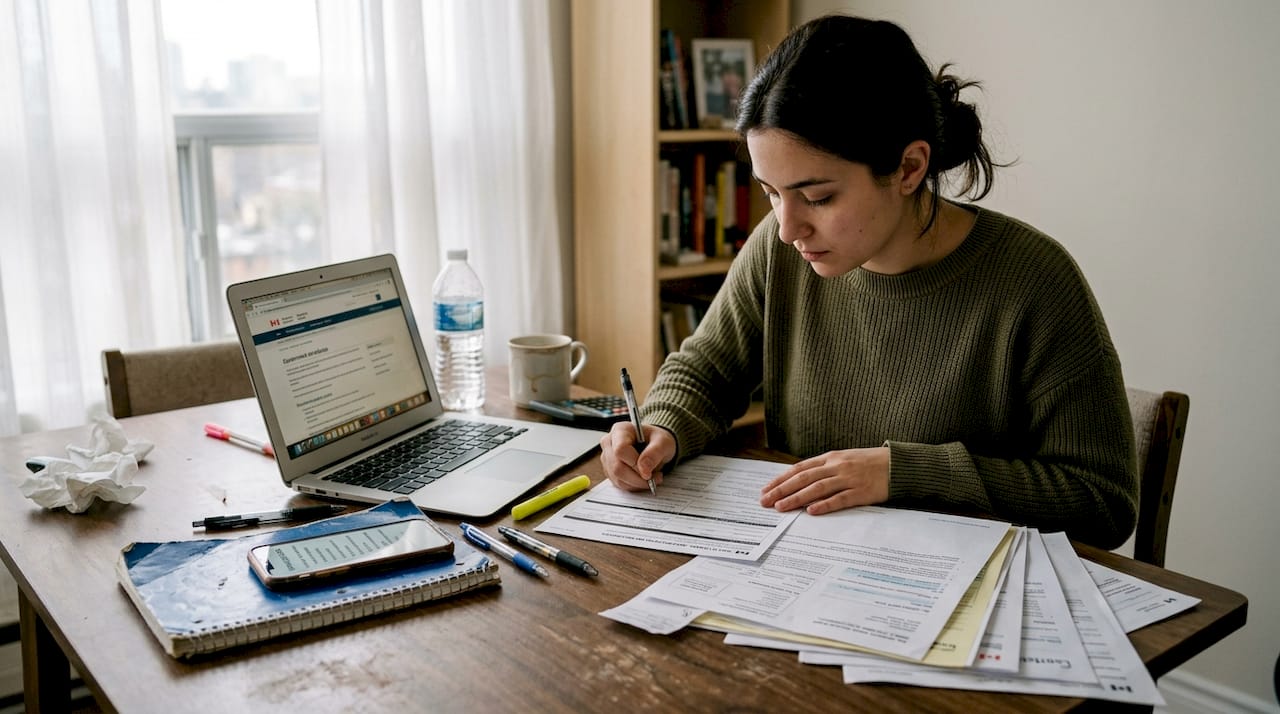Woman preparing documents for psilocybin order