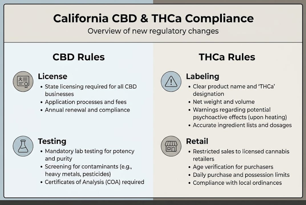 Infographic of CBD and THCa rules comparison