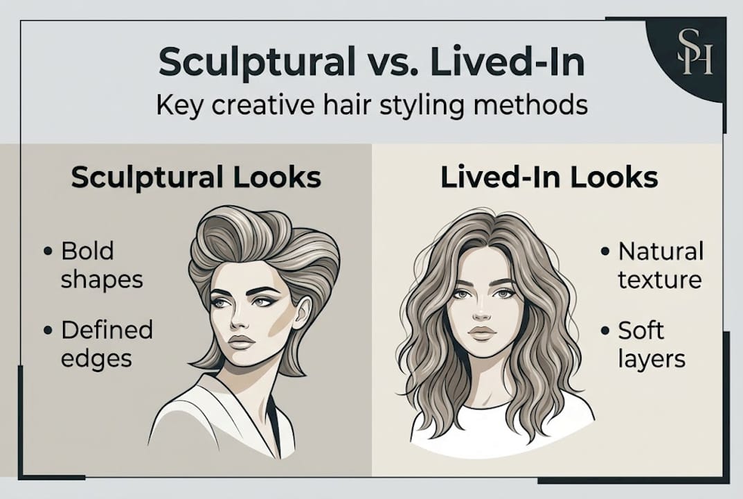 Infographic comparing sculptural and lived-in styles