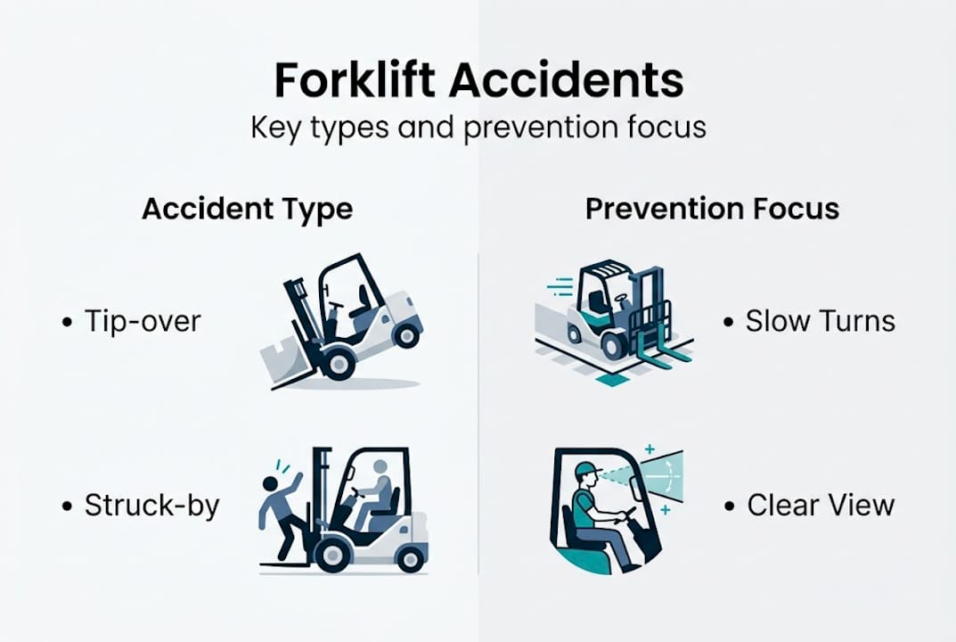 Infographic showing forklift accident types and prevention