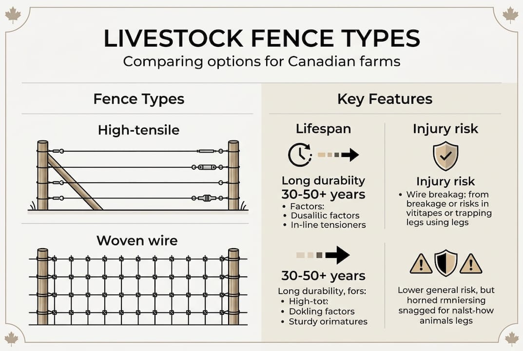 Infographic comparing common Canadian livestock fences