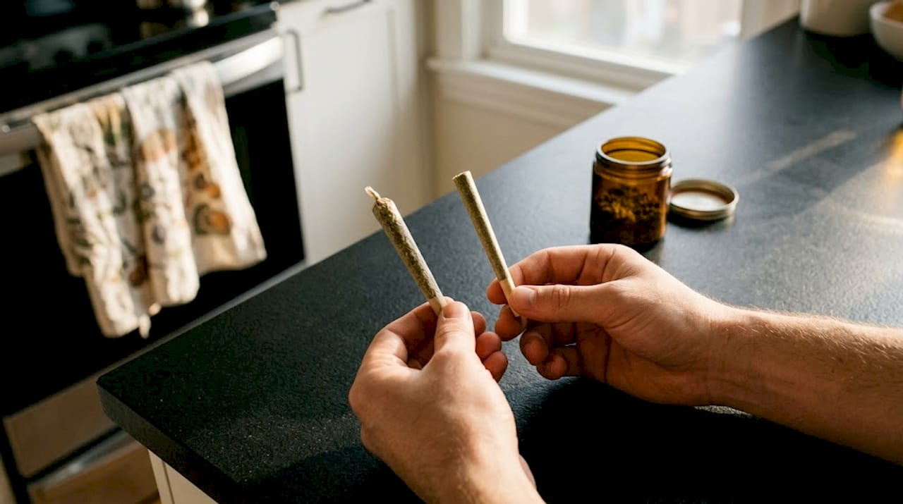 Hands compare well and poorly packed pre-rolls